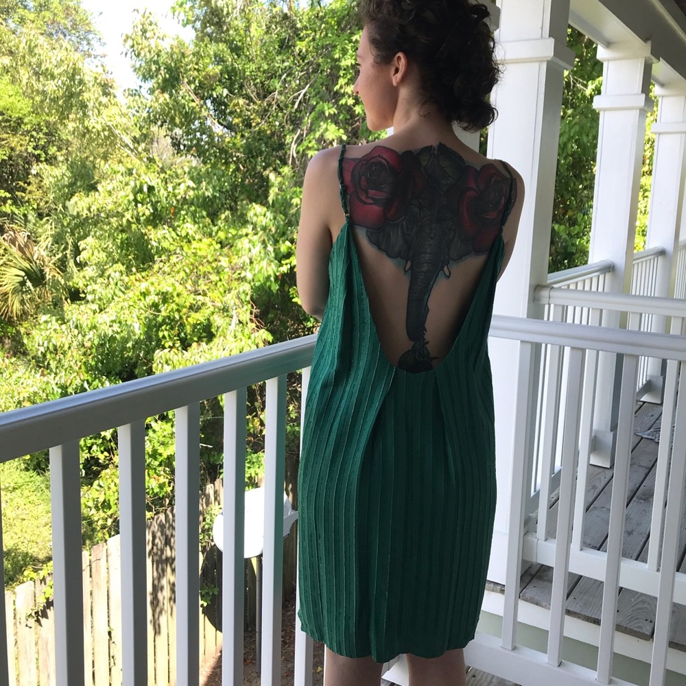 BCBG Open Back Swing Dress in Emerald Green
